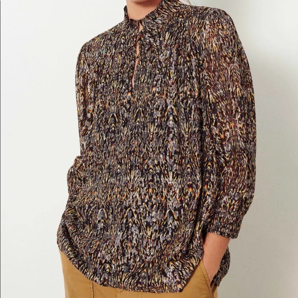 BA&SH Gallas Silk-Blend Ruffle Top - Picture 4 of 9